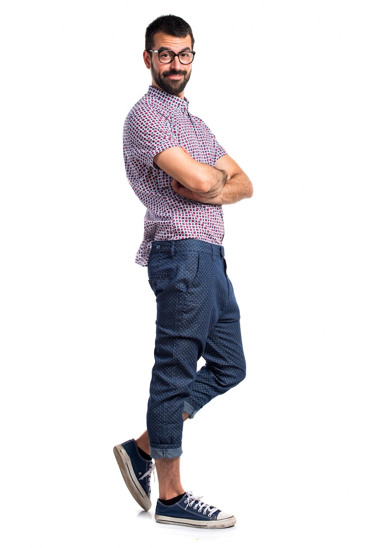 Free Photo man with glasses with his arms crossed