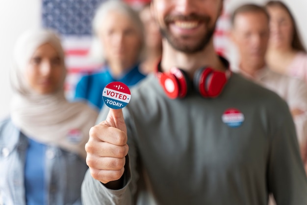 Man with i voted today sticker