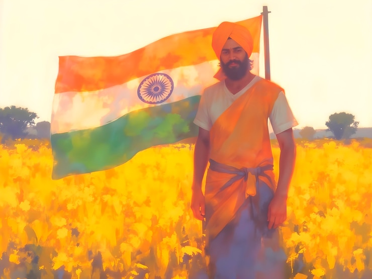 मुफ़्त फोटो man with the indian flag