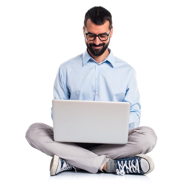 man with laptop