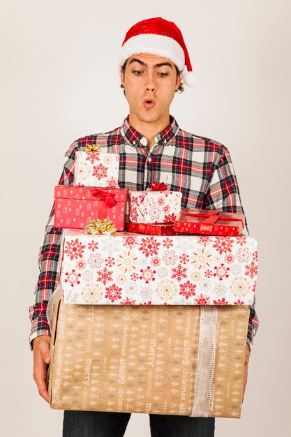 Man with many presents