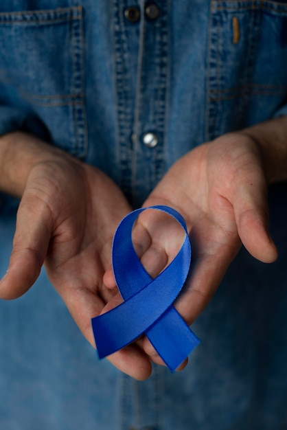 Man with prostate cancer ribbon