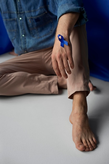 Man with prostate cancer ribbon