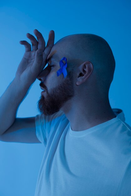 Man with prostate cancer ribbon