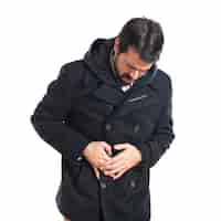 Free photo man with stomachache over white background