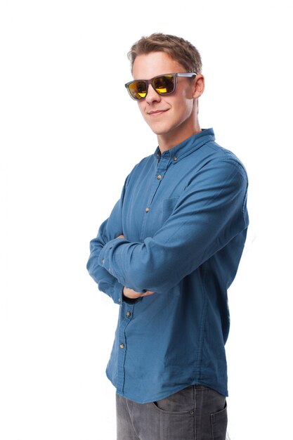 Man with sunglasses dancing