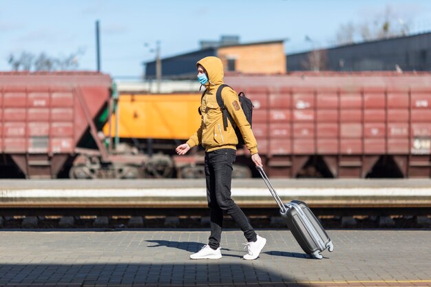 Man with surgical mask outdoor