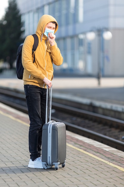 Man with surgical mask outdoor