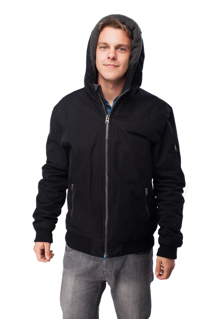 Free Photo man with sweatshirt with cap on