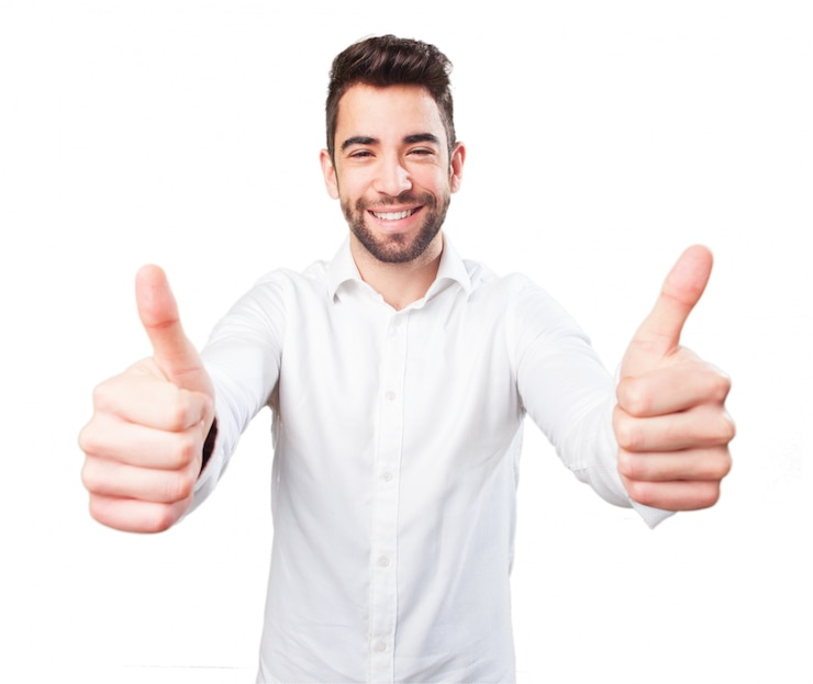 Free Photo man with two thumbs up