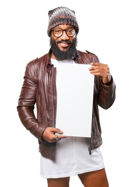 Man with a white poster