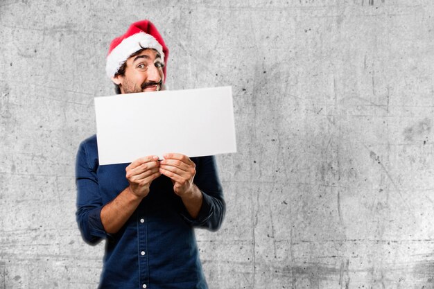 Man with a white poster