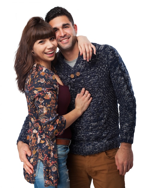 Man and woman embracing and smiling