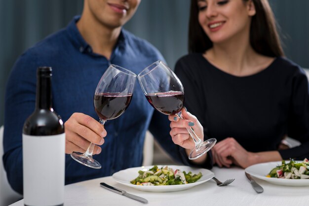 Man and woman having a romantic valentine's day dinner