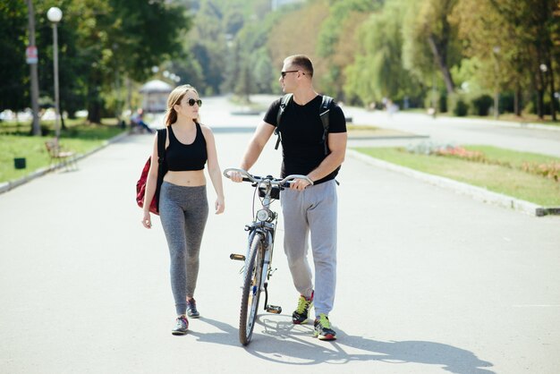 man and woman in park