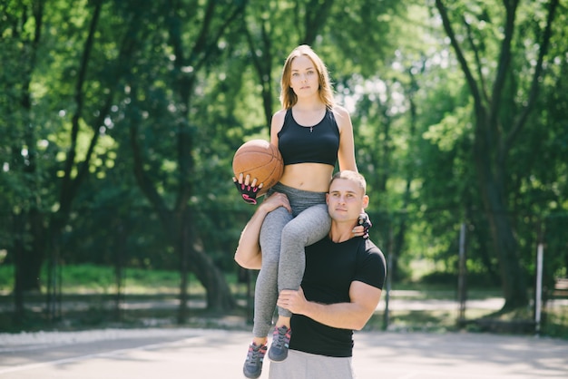 Man and woman in park