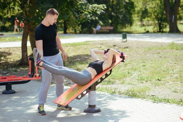 man and woman in park