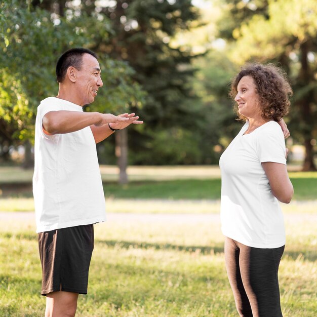 Man and woman training together