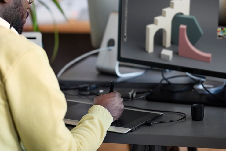 Free Photo man working in an animation studio