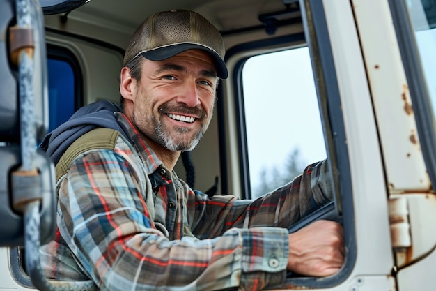 무료 사진 man working as a truck driver