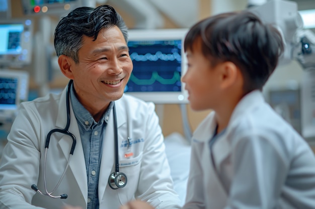 Free photo man working as a paediatrician