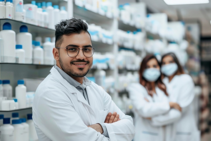 Free Photo man working as pharmacist