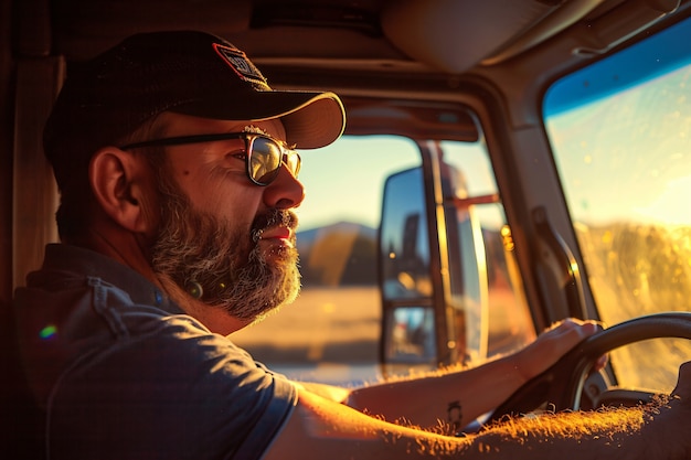 Free photo man working as a truck driver posing