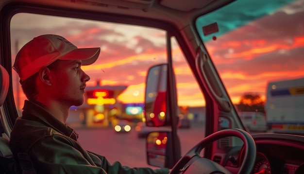 Free photo man working as a truck driver posing