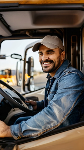 Foto gratuita man working as a truck driver posing