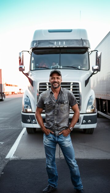 Foto gratuita man working as a truck driver