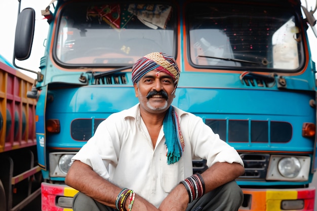 Free photo man working as a truck driver