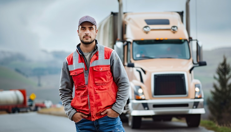 Free Photo man working as a truck driver