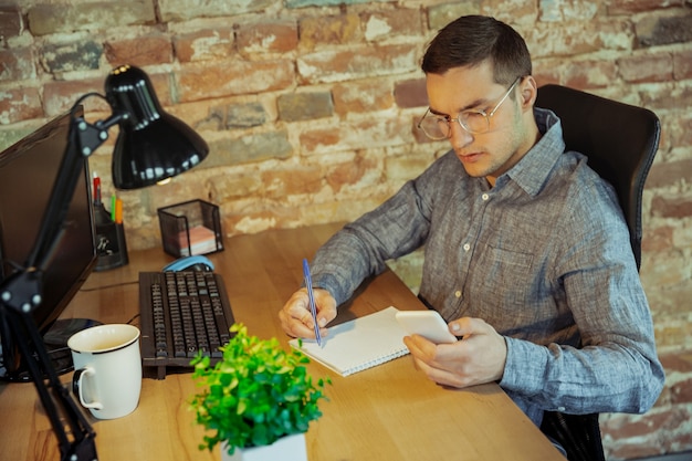 Man working from home remote office concept