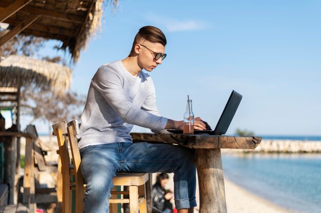 Man working outdoors medium shot