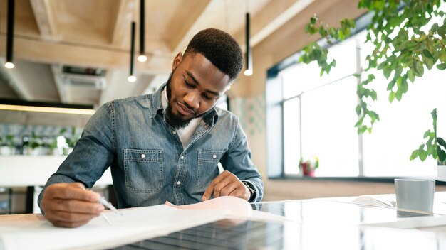 Man working on project at desk