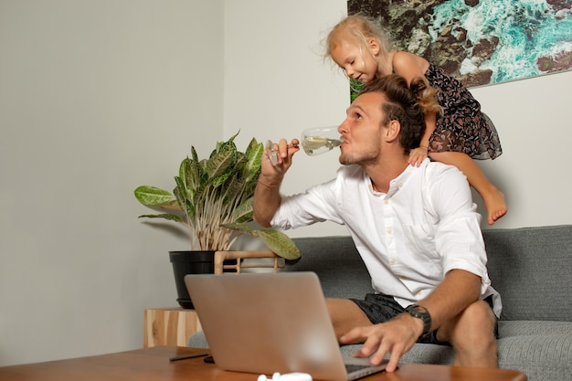 Man works at home.  High quality photo