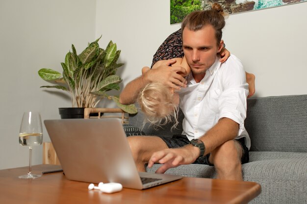 Man works at home.  High quality photo