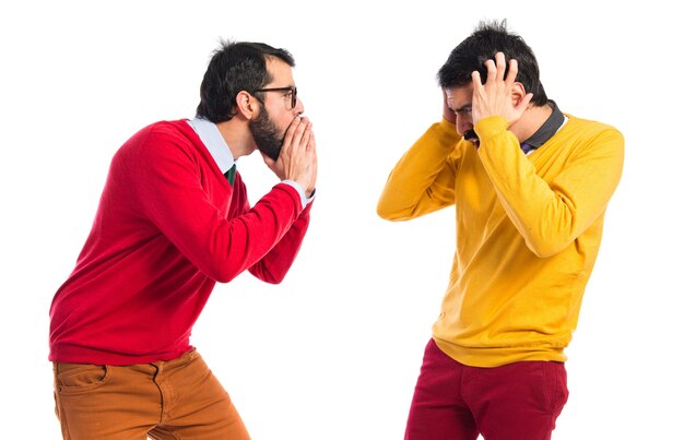 man yelling to his brother