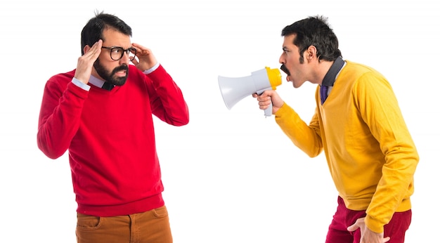 Free photo man yelling to his brother