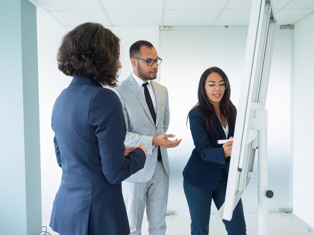 Manager presenting company strategy to customers