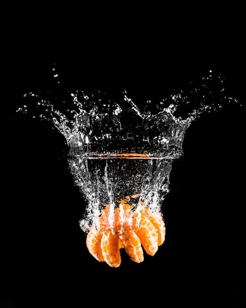 Mandarine plunging into the water