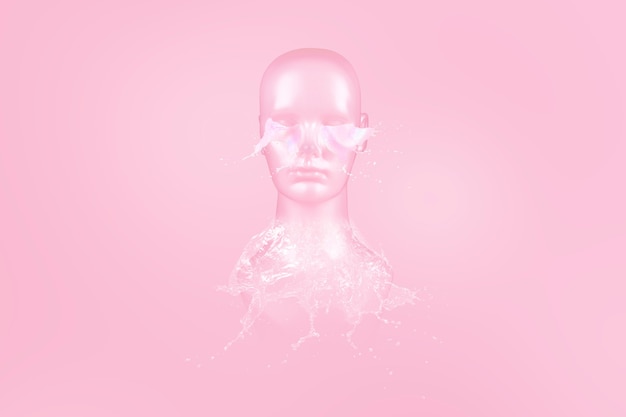 Free photo mannequin head water elemental