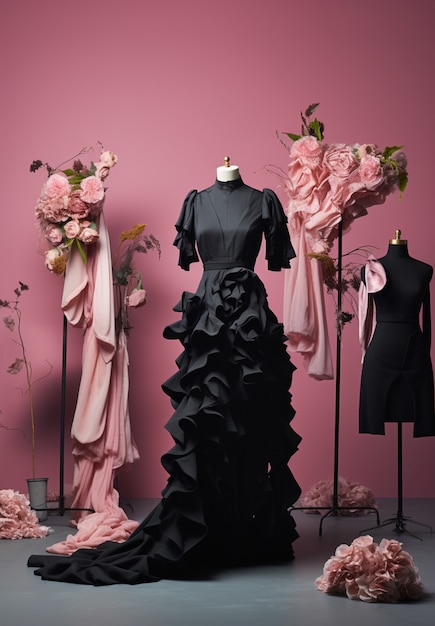 Mannequin wearing rose flowers