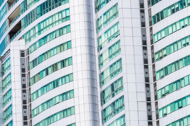 Many building with glass windows