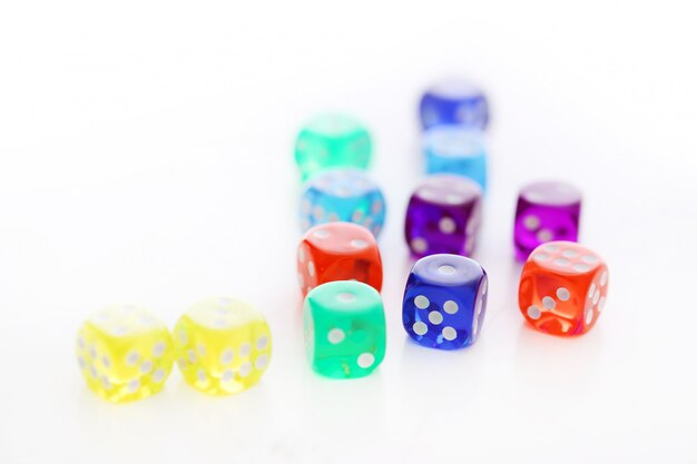 Many different colored dice