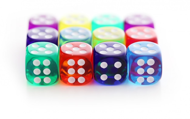 Many different colored dice