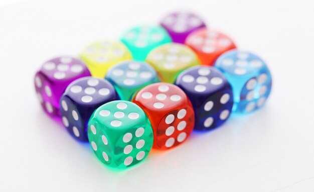 Many different colored dice