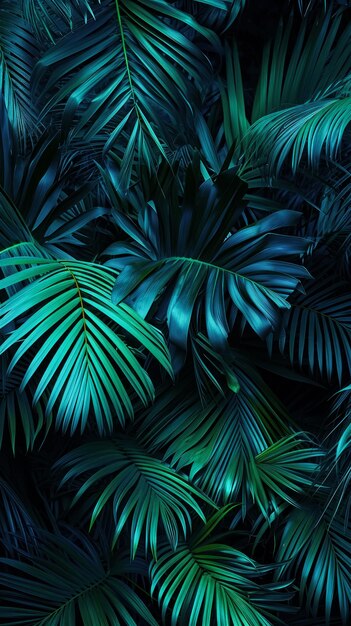 много пальмовых листьев занимают все пространство фона — идея для обоев или экрана телефона