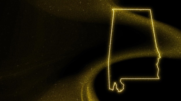 Free photo map of alabama, gold glitter map on dark background