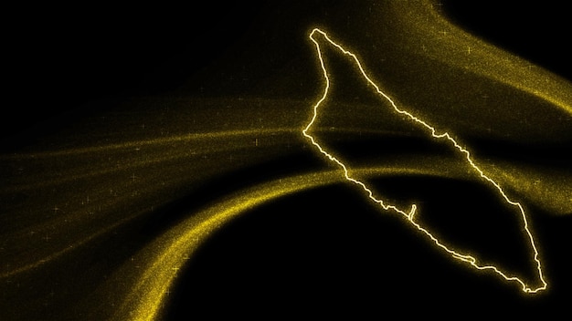 Map of Aruba, Gold glitter map on dark background